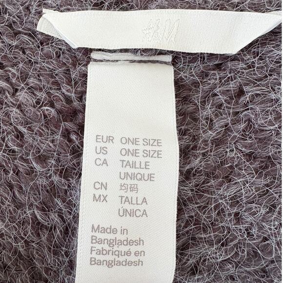 Hooded Fringe Knit Poncho Gray Red Boho Western Cottagecore Alpaca Blend Cozy - Picture 7 of 8